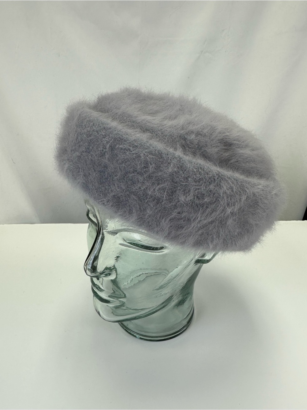 Marida Vintage Grey Angora Wool Blend Rolled Brim Hat Made in England